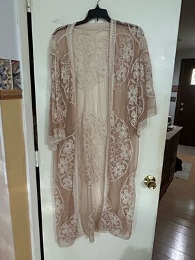 Sheer Lace Kimono Duster